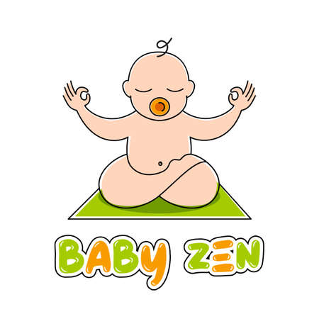 Baby yoga zen design template - love and care concept - emblem, sticker or badge for kids activity class.のイラスト素材