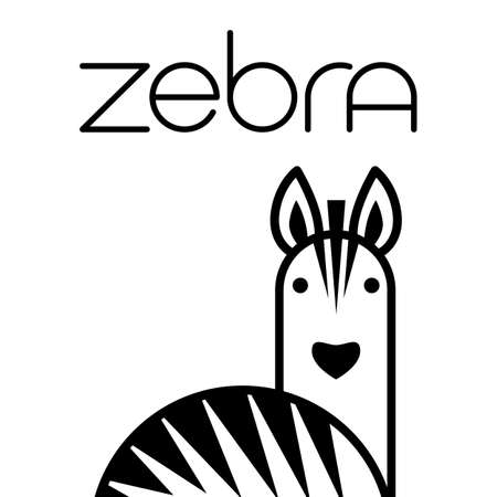 Zebra. Design template for banner, label, sign, print, t-shirt, emblem and etc.のイラスト素材