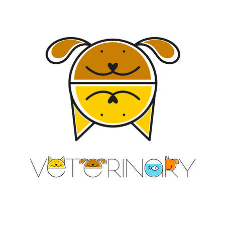 Veterinary Clinic with the image of cat and dog. Pet template.のイラスト素材
