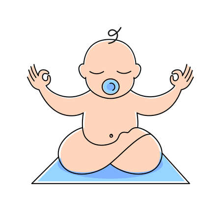 Baby in yoga pose. Illustration on a white background.のイラスト素材