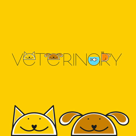 Veterinary Clinic with the image of cat and dog. Pet Care.のイラスト素材