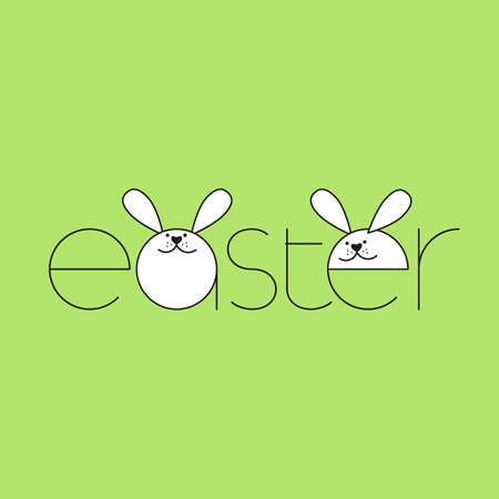 Happy Easter logotype, badge typography icon. Lettering Happy Easter with rabbit for greeting card, invitation template.のイラスト素材