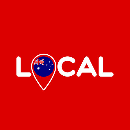 Local. Symbol of local production, business, tourism, shops. Template for poster, banner, signboard, web, card, sticker. Located or made in Australia.のイラスト素材