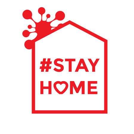 Social media icon in support of self-isolation and staying at home. Staying at home during a pandemic print. Home Quarantine illustration.のイラスト素材