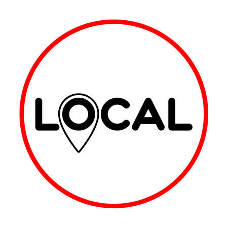 Local. Pinpoint sign. Symbol of local production, business, tourism, shops. Template for poster, banner, signboard, web, card, sticker. Made locally.のイラスト素材