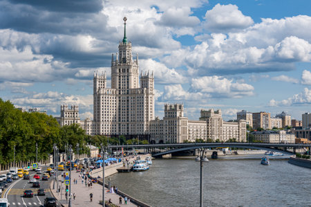 Moscow, Stalinist high-rise building on Kotelnicheskaya embankmentの写真素材