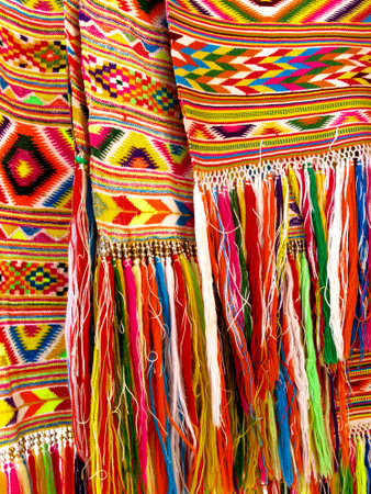 Colourful fringes - part of beautiful handmade craftの写真素材