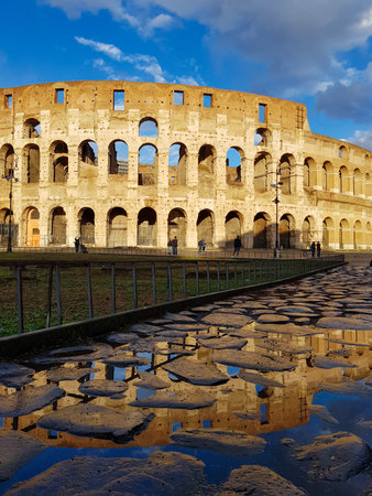 Roman amphitheatre (coliseum)  after rain.のeditorial素材
