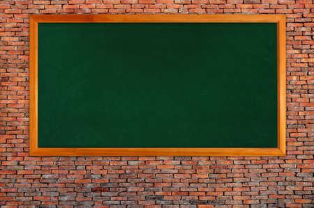 blackboard on brick wallの写真素材