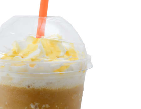 cappuccino frappe with whipping creamの写真素材