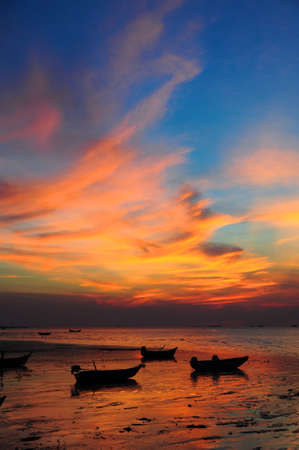Beach and sea sunsetの写真素材
