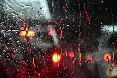 Raindrop on Windshieldの写真素材