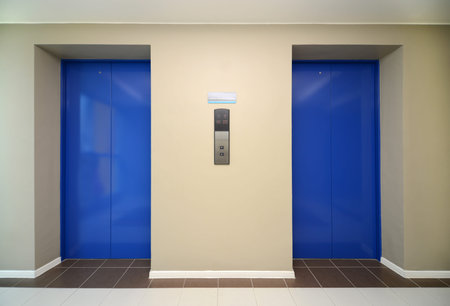 Elevator door in the residential building