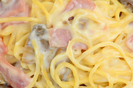 Spaghetti with creamy sauceの写真素材