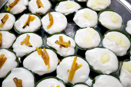 Pudding with coconut topping, Thai dessertの写真素材