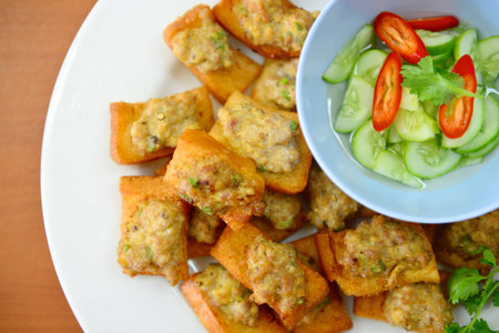 Fried bread with porkの写真素材