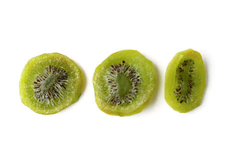 Dried kiwi isolated on whiteの写真素材