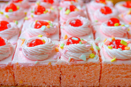 strawberry cake with cake sprinklesの写真素材