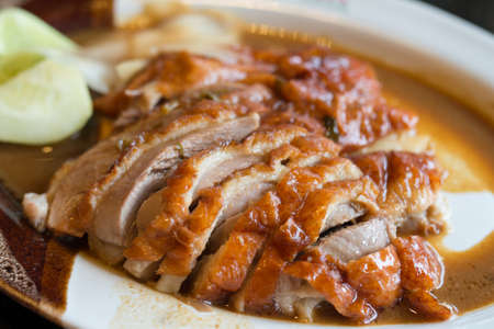roast duck with saucesの写真素材