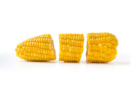 cross section corn isolated on whiteの写真素材