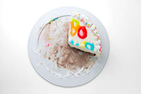 slice cake isolated on a white backgroundの写真素材