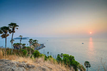 Sunset at Promthep Cape in Phuket, Thailandの写真素材