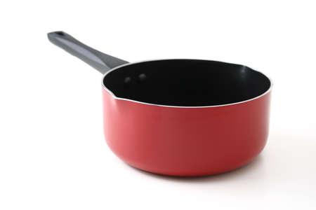 red pot isolated on whiteの写真素材