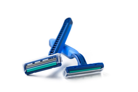 shaving razor on white background