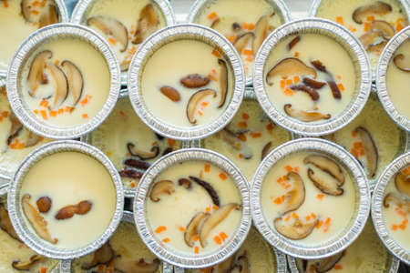 steamed eggs with shiitakeの写真素材