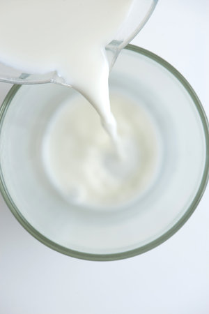 milk being poured into a glass