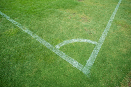 soccer field with white stripe conner