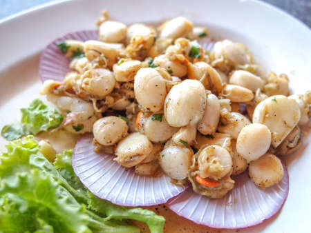 stir fried scallop with butterの写真素材