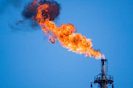 flaring of associated gas at oil refineryの写真素材