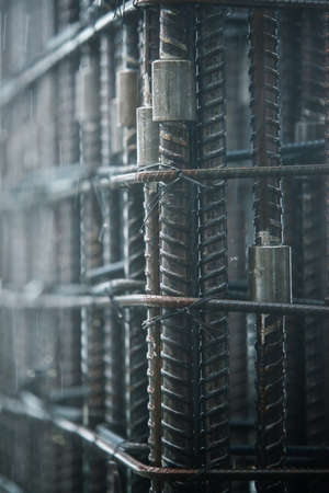 steel bars for reinforcing concrete at construction siteの写真素材