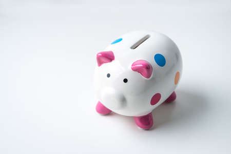 piggy bank isolated on whiteの写真素材