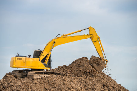 Industrial truck loader excavator working