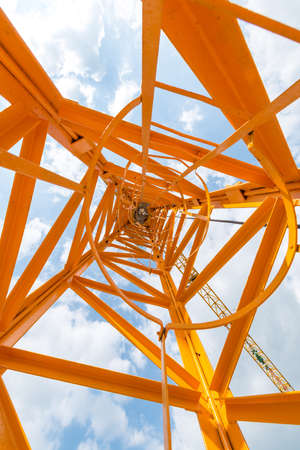 construction crane from the base looking upの写真素材