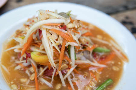 Thai papaya salad or Som Tum from Thailandの写真素材