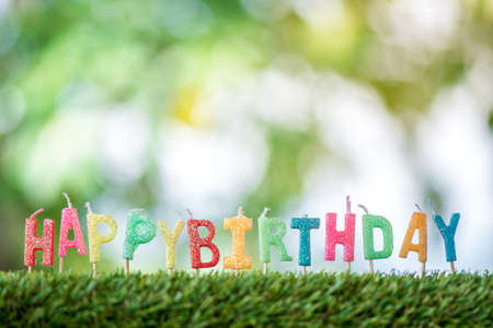 Birthday candles with natural environmentの写真素材