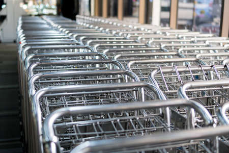 shopping cart in the shop parkingの写真素材