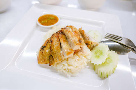 Grilled chicken rice of Thai styleの写真素材