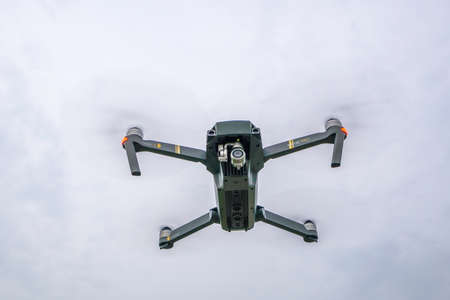 Bangkok, Thailand - May 13, 2017 : DJI Mavic Pro flying on the sky in Bangkok Thailandのeditorial素材