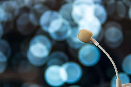 Microphone with bokeh backgroundの写真素材