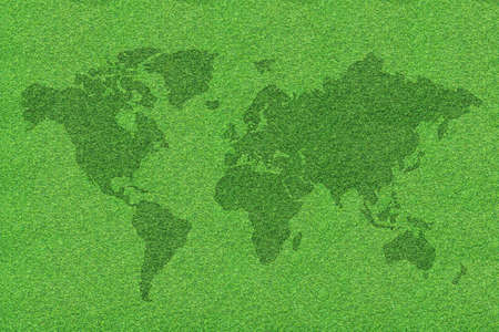 World map on green grassの写真素材
