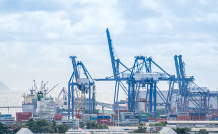 CHONBURI, THAILAND - SEPTEMBER 16, 2017: Containers Shipping on Laem Chabang Port, The biggest and busiest port of Thailand.のeditorial素材