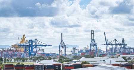 CHONBURI, THAILAND - SEPTEMBER 16, 2017: Containers Shipping on Laem Chabang Port, The biggest and busiest port of Thailand.のeditorial素材