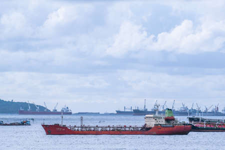 CHONBURI, THAILAND - SEPTEMBER 16, 2017: Containers Shipping on Laem Chabang Port, The biggest and busiest port of Thailand.のeditorial素材