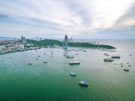 Pattaya cityscape aerial view from the seaの写真素材