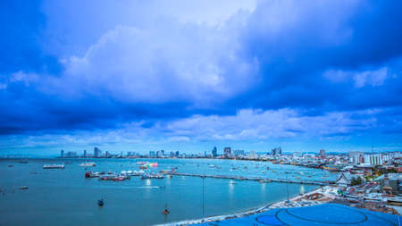 Pattaya cityscape view at twilightの写真素材