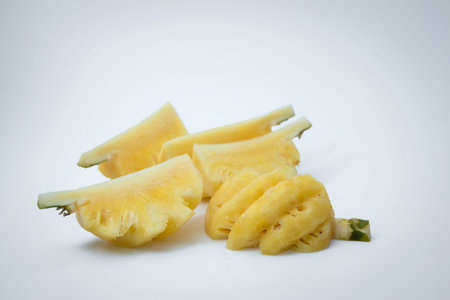 pineapple slice isolated on white backgroundの写真素材